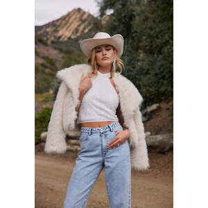 12th Tribe Riley White Sequin Halter Top Size MM